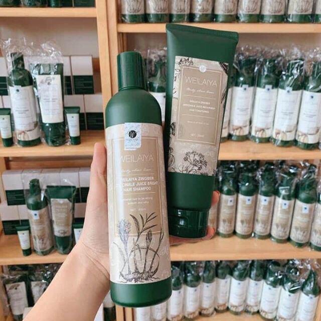 - bộ dầu gội weilaiya- tặng kèm cặp mini dầu gội đầu weilaiya tinh chất xả gừng hà thủ ô