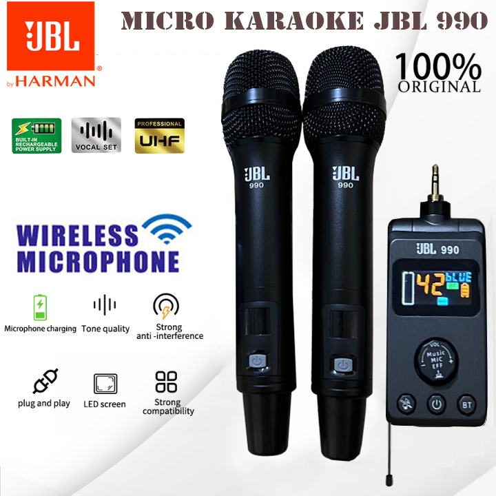 CHÍNH HÃNG | Micro Karaoke JBL 990 Bluetooth, Micro Karaoke Không Dây Nhỏ Gọn, Ổn Định, Kết Nối Cho Chiếc Loa Hay Dàn Âm Thanh Bass Âm Vang Độ Nhạy Lọc Âm Cao CHÍNH HÃNG