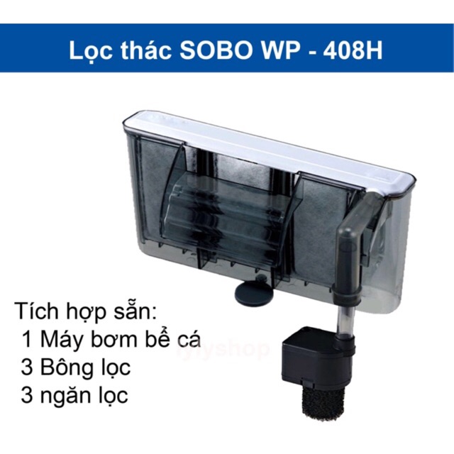 [HCM]Máy Lọc Thác Treo Dạng Mỏng SOBO WP 408H Dành Cho Bể Cá Thuỷ Sinh - Công Suất 6W