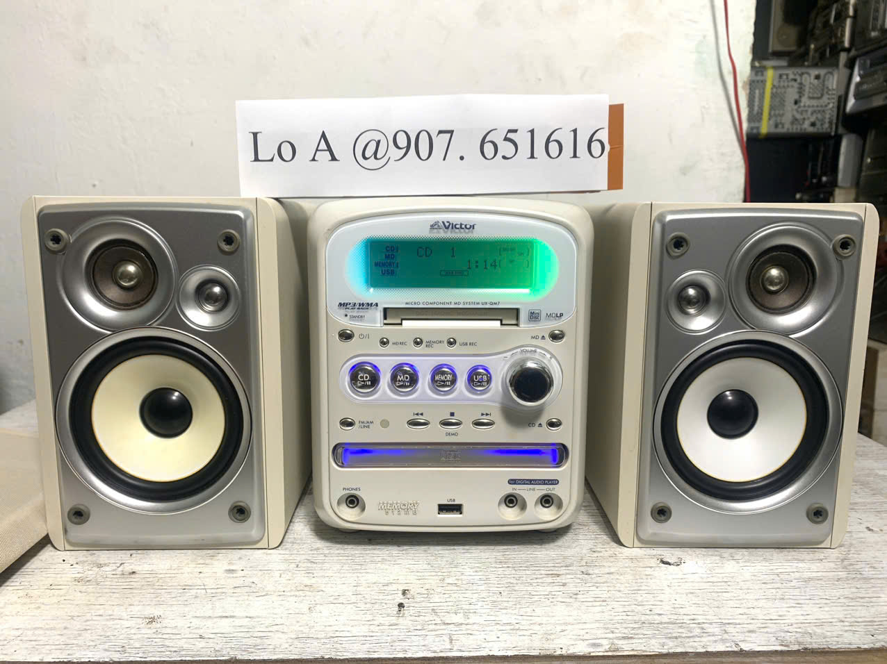 Bán Bộ Dàn Nghe Nhạc Victor CA - UXQM7 hát USB đĩa CD cực hay đèn