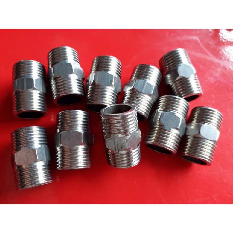 Nối ren ngoài 21 inox, phụ kiện ống nước, nối 2 đầu ren ngoài inox ø 21 - n2d21