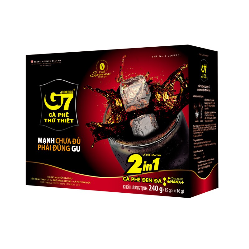 Trung Nguyên Legend Cà Phê Hòa Tan G7 2in1 – Hộp 15 Gói – Cà Phê Đen Đá Có Đường, Pha Nhanh, Gu Đậm