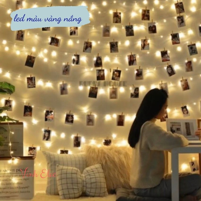 Đèn dây led không nháy Vàng 5M cắm điện, đèn decor phòng ngủ - trang trí phòng ngủ - dây đèn led trang trí