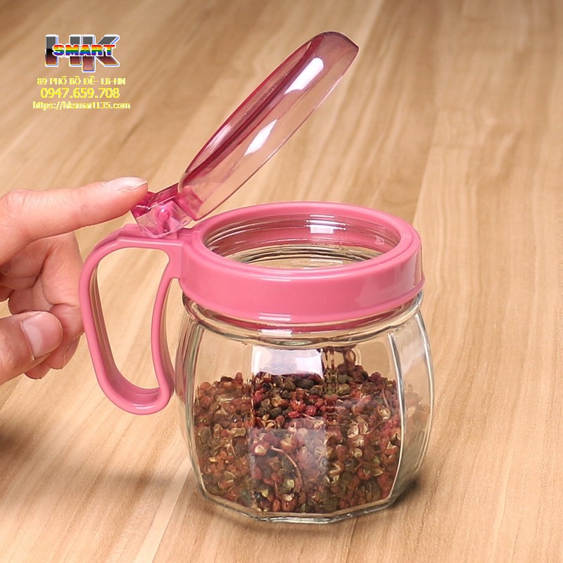 HÀNG LOẠI 1 SÉT 5 HŨ GIA VỊ THỦY TINH QUAI HỒNG,