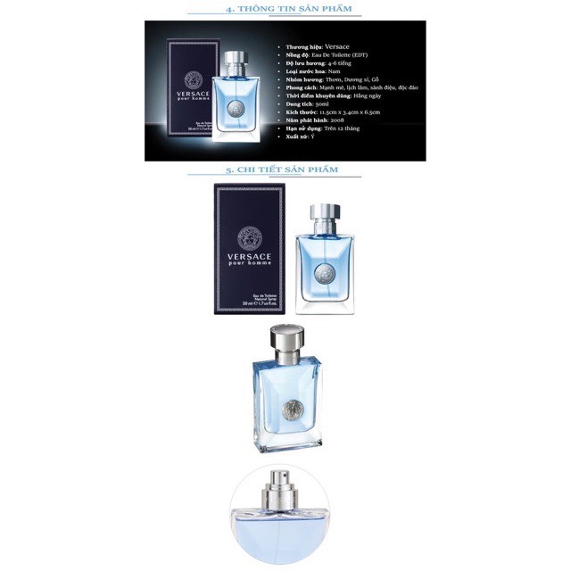 Nước Hoa Nam Versace Pour Homme EDT