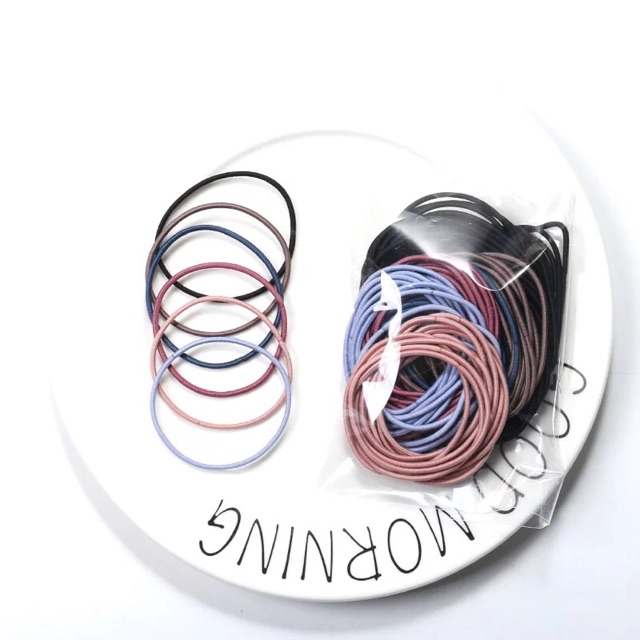 Bịch 100 cái - thun cột tóc mix 5 màu - sét 100 sợi thun nhiều màu sắc - sợi thun cột tóc cao cấp
