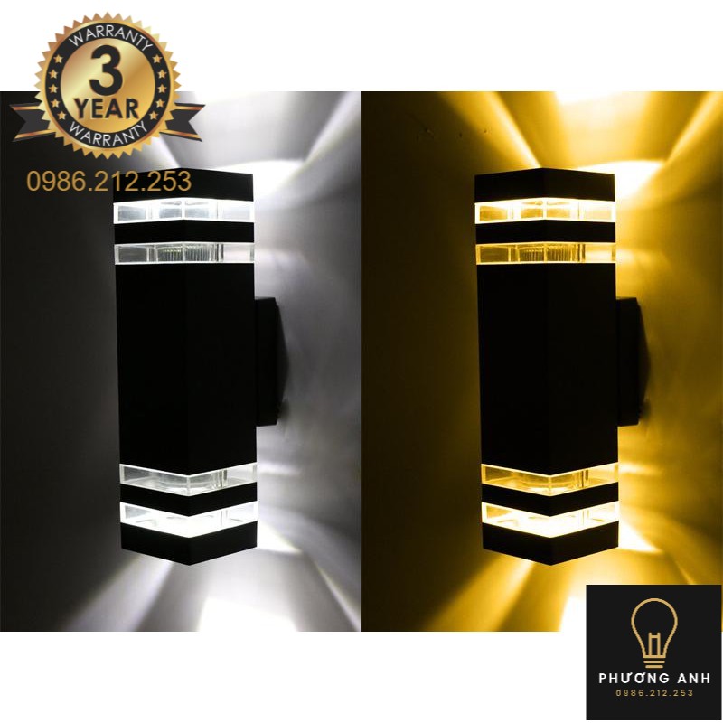 Đèn tường 2 Đầu Đui E27 3358/2 Decor trụ cổng cột nhà chiếu sáng - Đèn Phương Anh