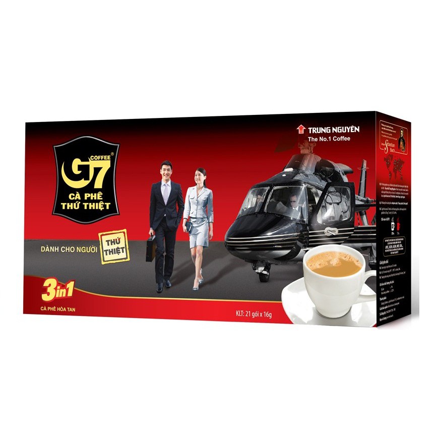 Trung Nguyen Legend Instant Coffee G7 3in1 - Box of 21 Packs - Convenient, Harmonizes Vietnamese Flavors