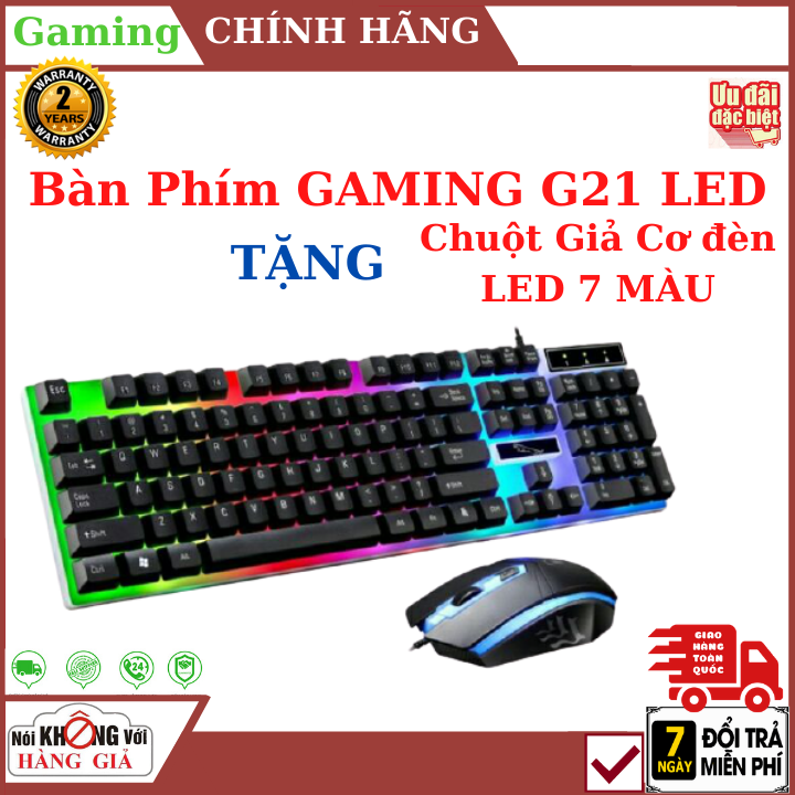 Bộ Bàn Phím GAMING G21 LED + Tặng Chuột Giả Cơ đèn LED 7 MÀU SIÊU ĐẸP NEW 2020 Bản Cao Cấp , bàn phim game ,  bàn phím máy tính , chuột máy tính , phụ kiện máy tính ,thiết bị game , chuột game , bàn phím
