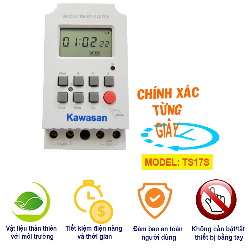 Công tắc hẹn giờ kỹ thuật số Kawasan TS17S