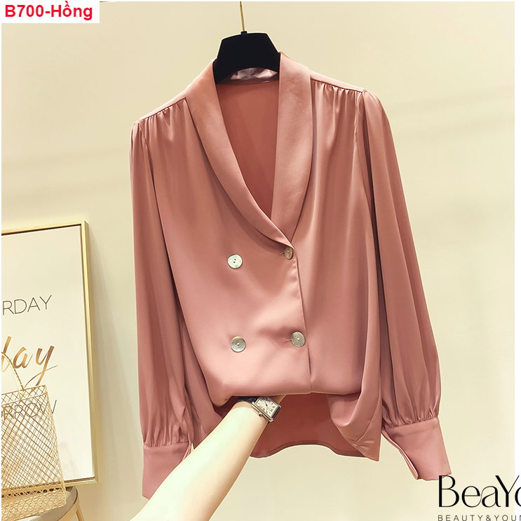 [HCM]B700- Áo lụa satin cổ vest