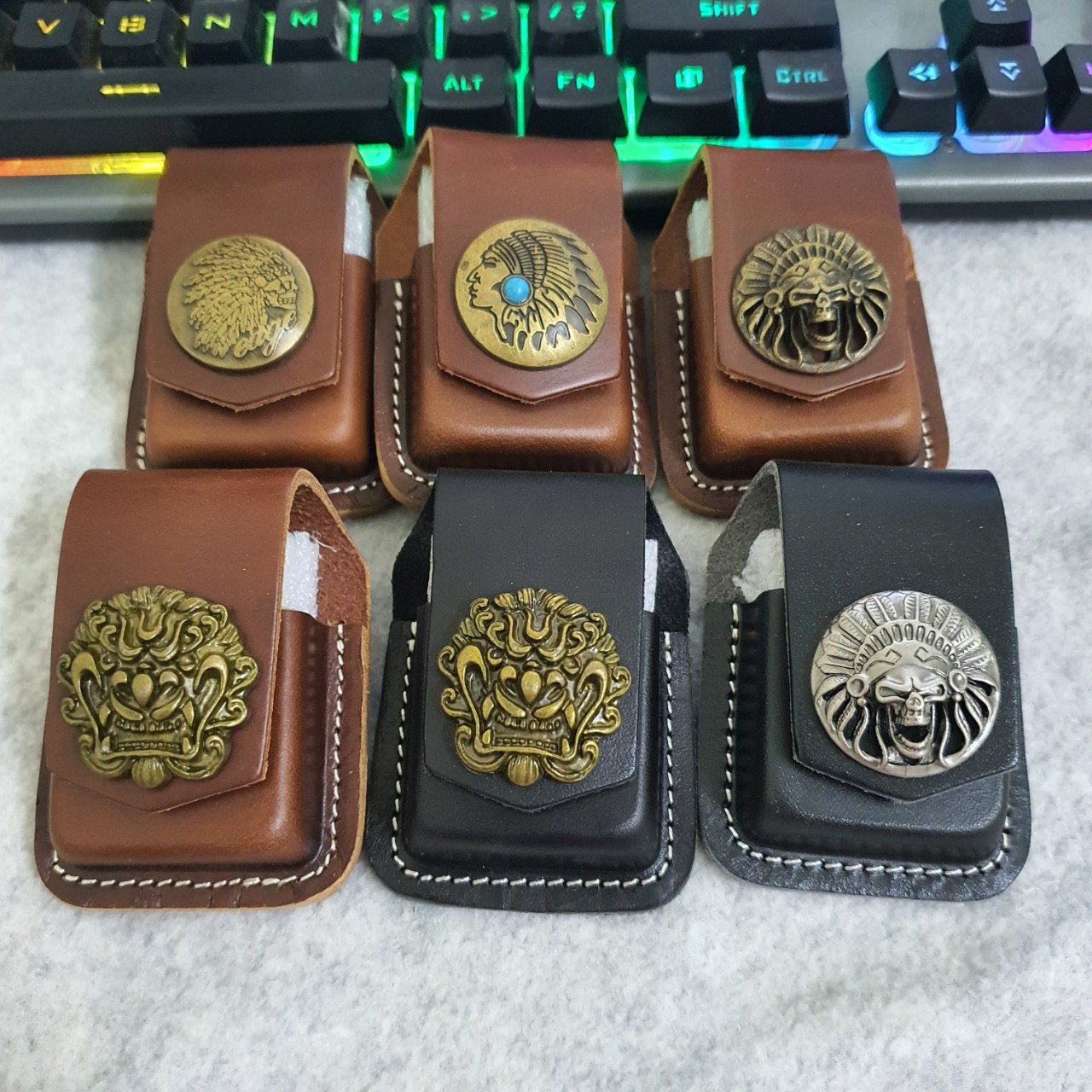 ( Loại Xịn ) Bao Da Đựng Bật Lửa Zippo Có Thể Đeo Thắt Lưng ( Có Nút Đồng Nổi)