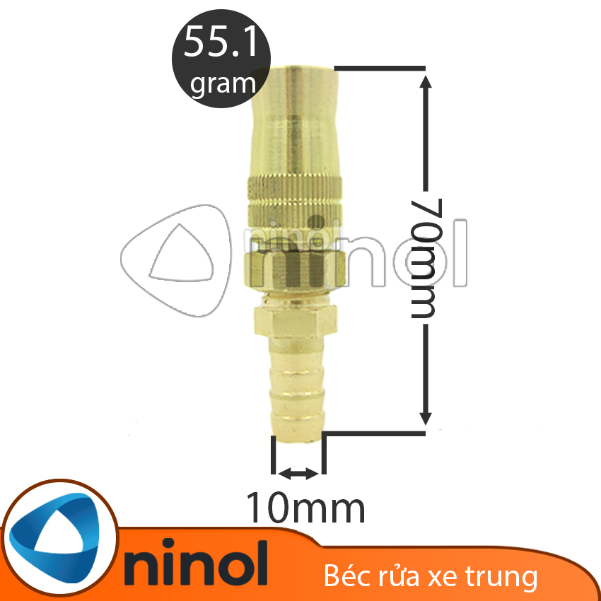 Đầu vòi xịt rửa xe có chỉnh nối ống 10 ly