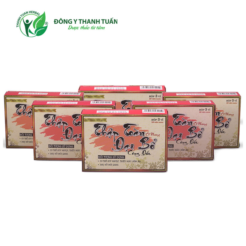 Bộ 6 Hộp THẬP TOÀN ĐẠI BỔ Công Đức - Giúp bổ khí huyết, thiếu máu và suy ngược cơ thể 30 viên/Hộp