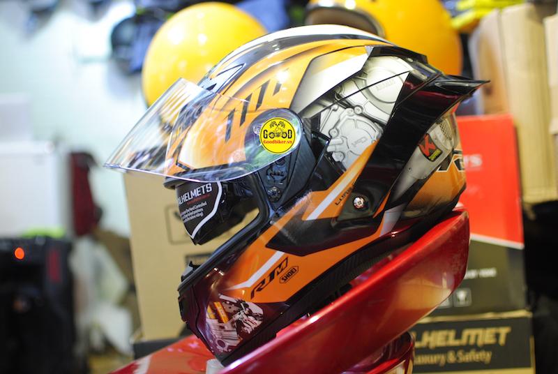 Tem Yamaha màu Cam dán mũ Fullface