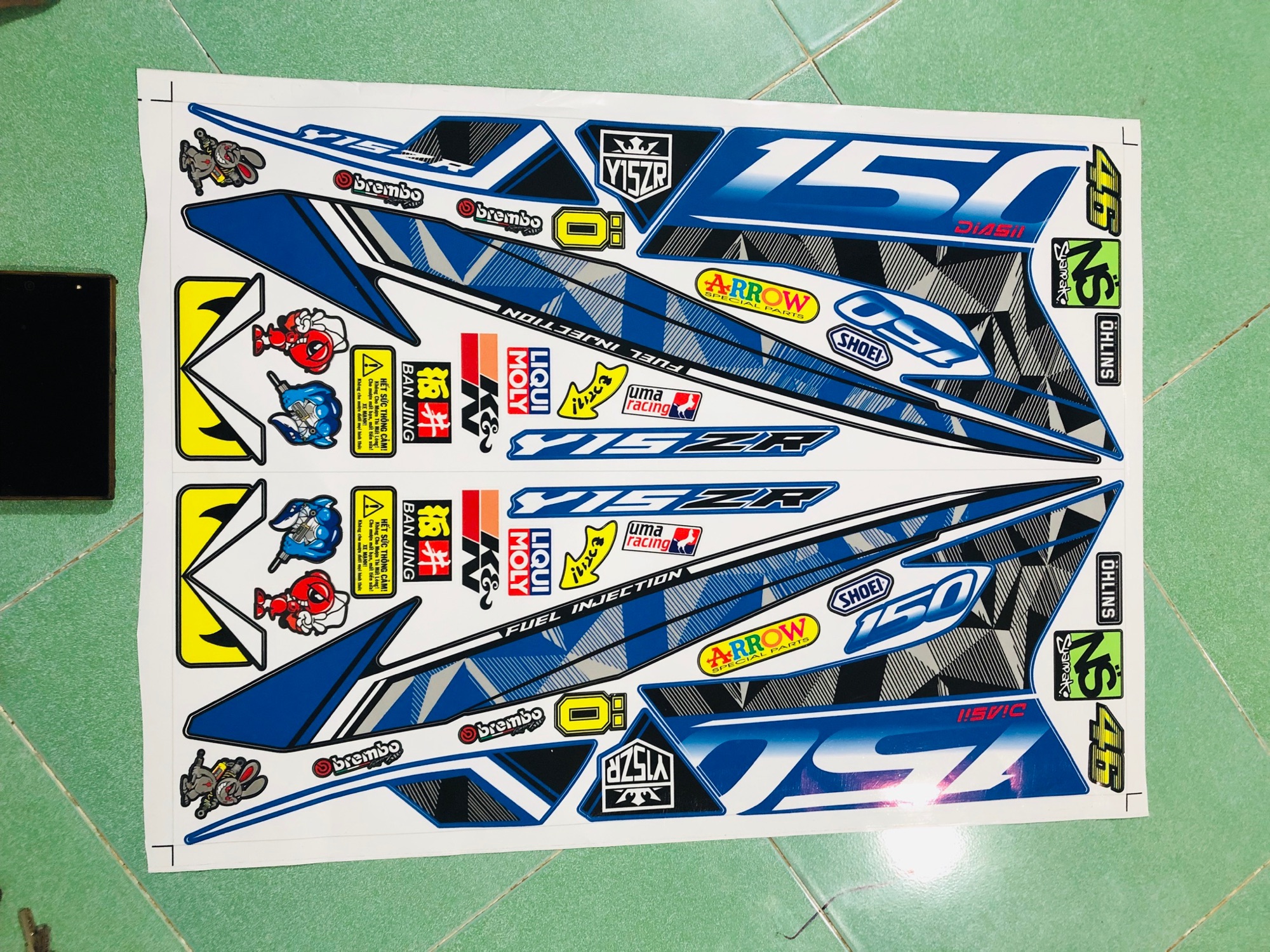 Tem rời xe exciter 150 xanh đen