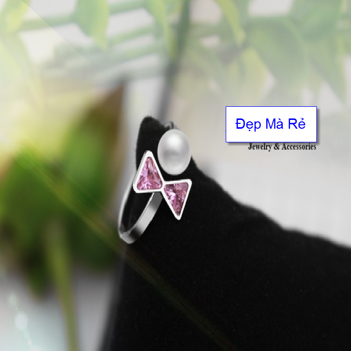 Ring bow applique stone delivery Pearl (self-adjustable big small according to the finger)-commitment 1 Đổi 1 if Hoen, Rust
