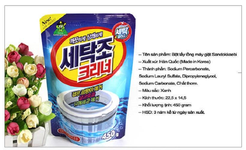 [HCM]Bột tẩy lồng máy giặt Sandokkaebi Korea 450g