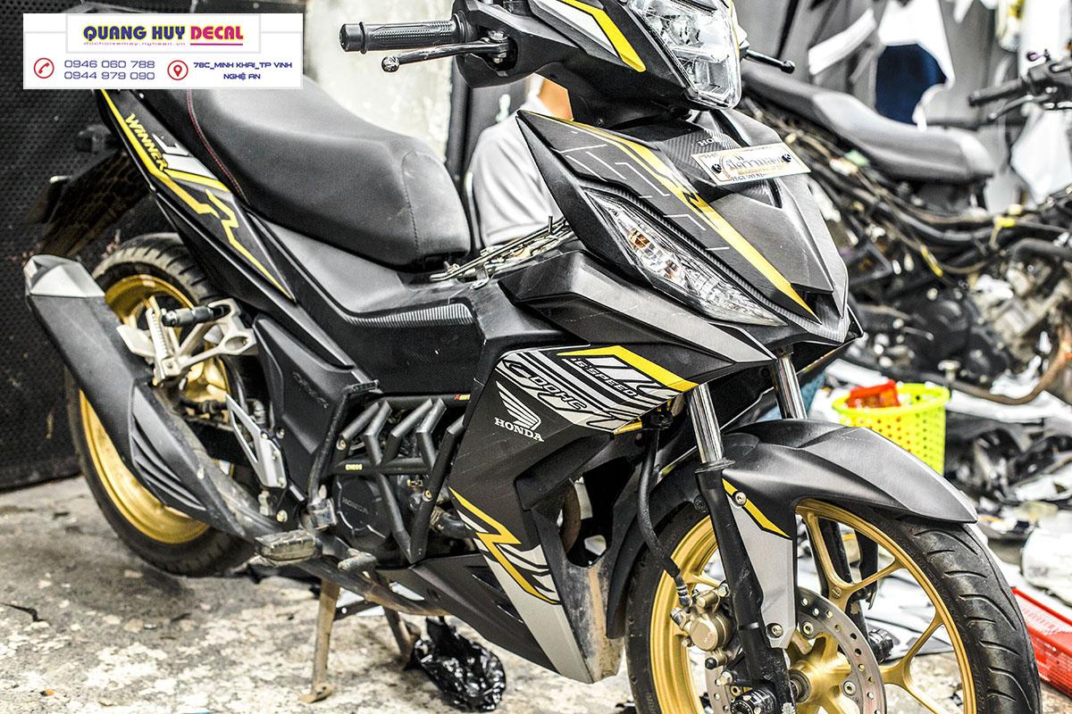 Tem trùm xe máy WINNER 150 độ thiết kế GTR new đen sọc vàng - chế tem xe máy WINNER 150 thiết kế theo yêu cầu - Tem xe máy WINNER 150 rẻ đẹp và chất
