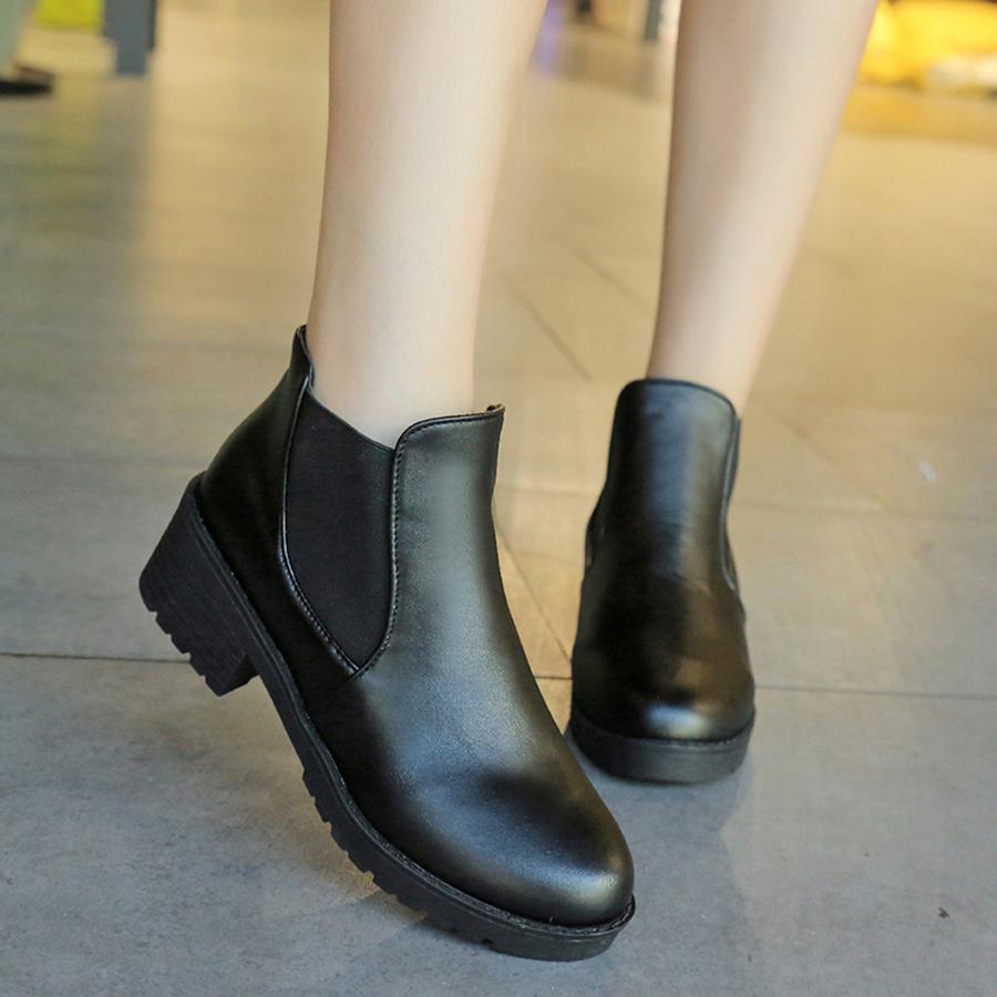 Giày boot chelsea nữ trơn 4 phân cá tính, nhẹ, mang êm S402