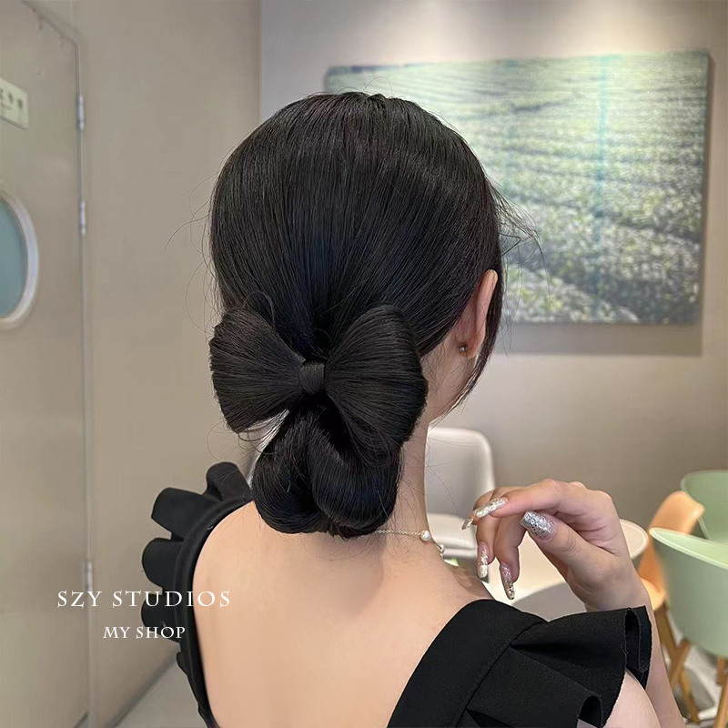 Kẹp tóc pink empress giả búi nơ dễ thương -INTL