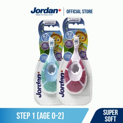 [Combo 2 chiếc] Bàn chải đánh răng trẻ em 0-2 tuổi Jordan Step 1, Lông siêu mềm