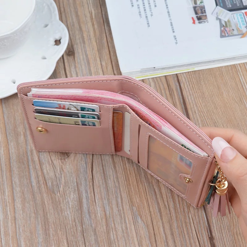 ví nữ mini ngắn cao cấp cầm tay (ví tam thể mini).