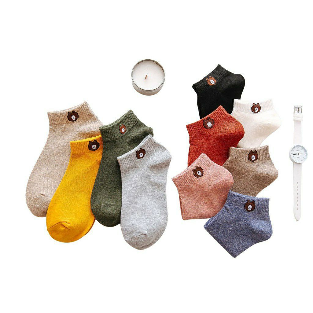 Sét 10 Tất Gấu Broun Loại Đẹp ( Kèm Túi Rút )