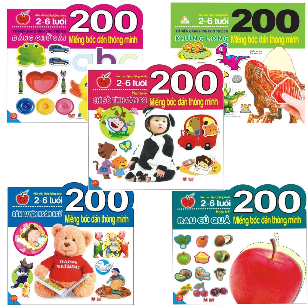 Sách - Combo 200 Miếng Bóc Dán Thông Minh ( Trọn Bộ 5 Cuốn )