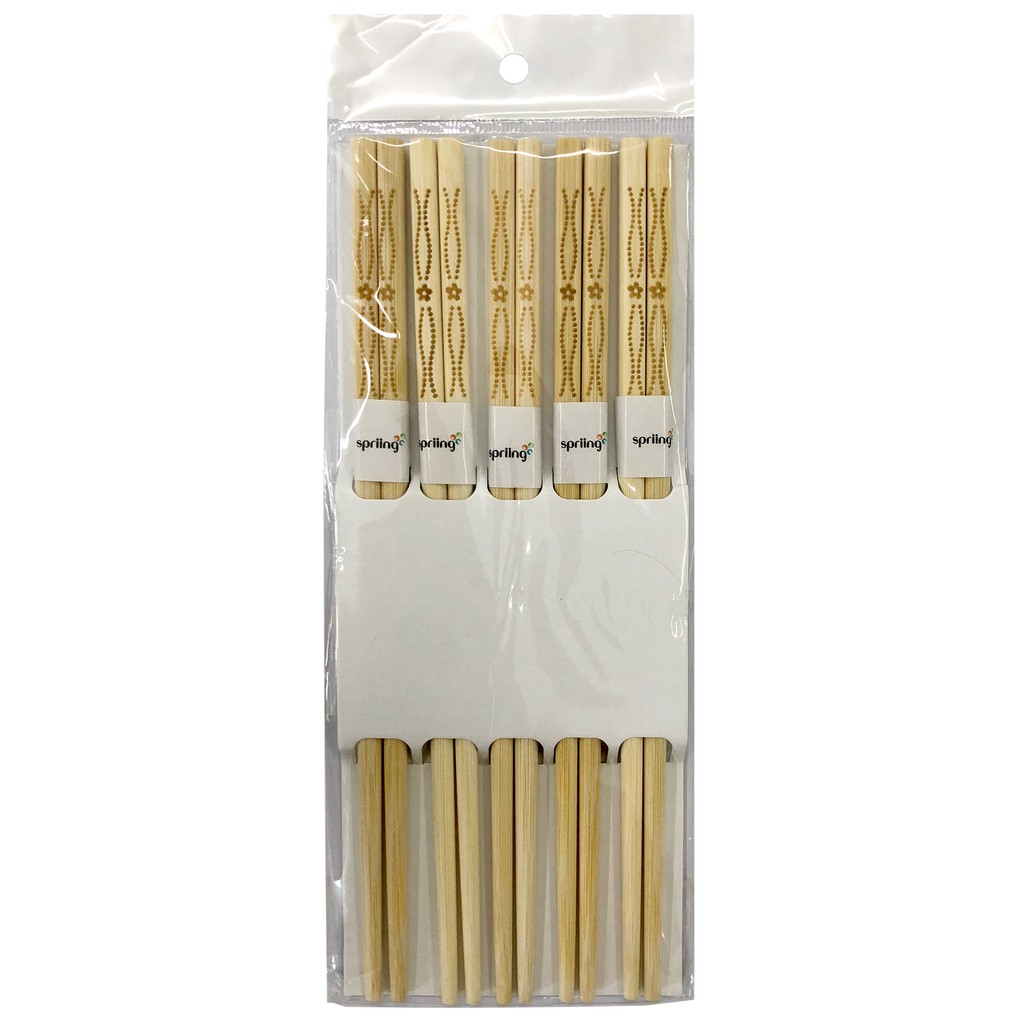 Lốc 5 đũa tre khắc hoa văn Spriing