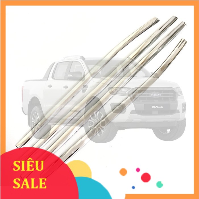Nẹp viền chân kính dành cho xe Ford Ranger - Mẫu Inox