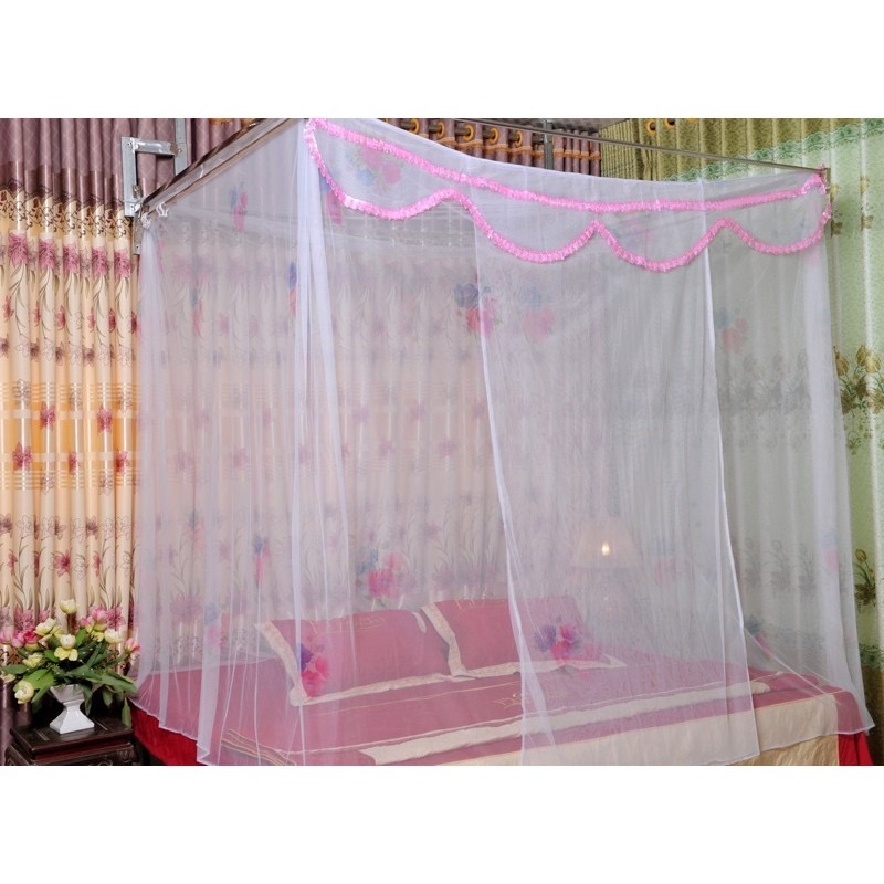 [HCM]Mùng Ngủ In Bông Có Cửa(1M8X2M2) Cao 2M2