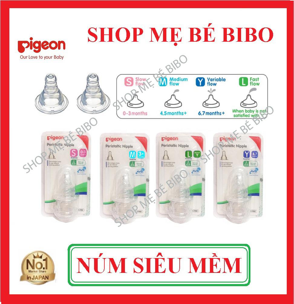 [HCM]Set 2 Núm vú Silicon Siêu Mềm Pigeon Cổ Hẹp Size L