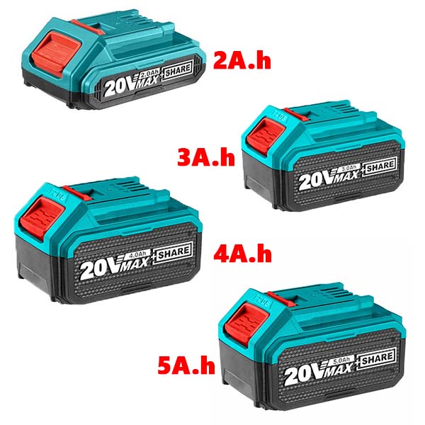 P20s total 20V 2-3-4-5a. h lithium ion rechargeable battery and high speed charger together, compatible with total, ingco, wavfow-xtools