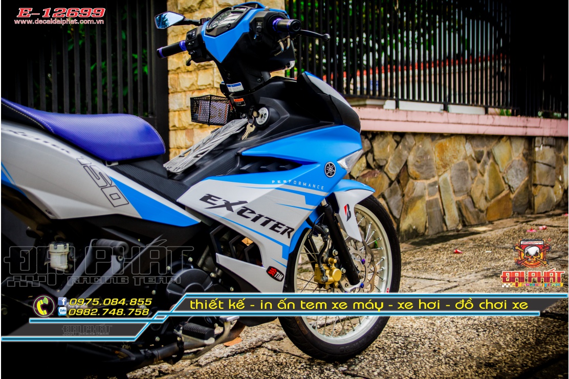 Tem Trùm Xe Exciter 150 Ducati Xanh Bạc - E-12699