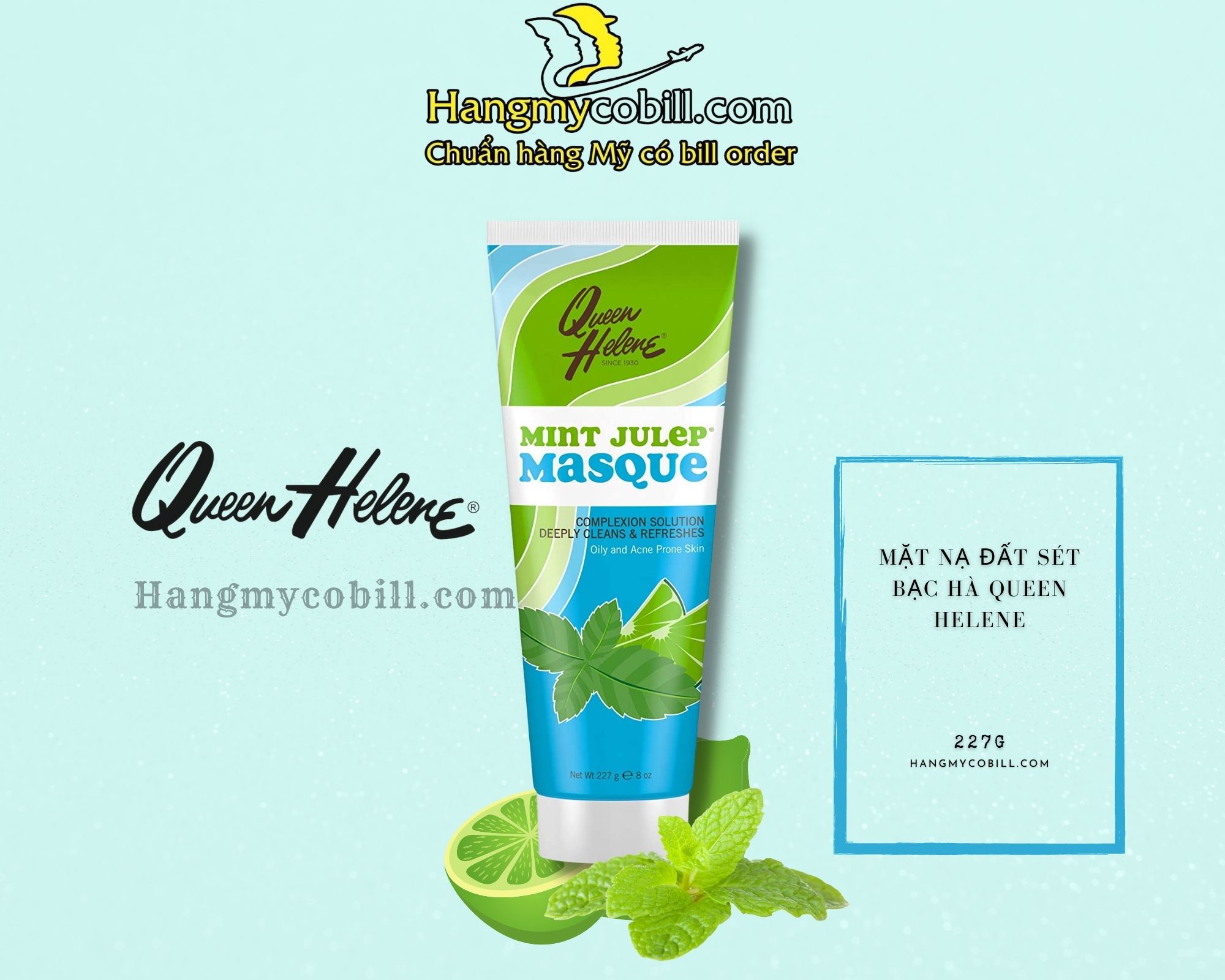 (có bill nhập)Mặt nạ đất sét bạc hà Queen Helene Mint Julep Masque,227g