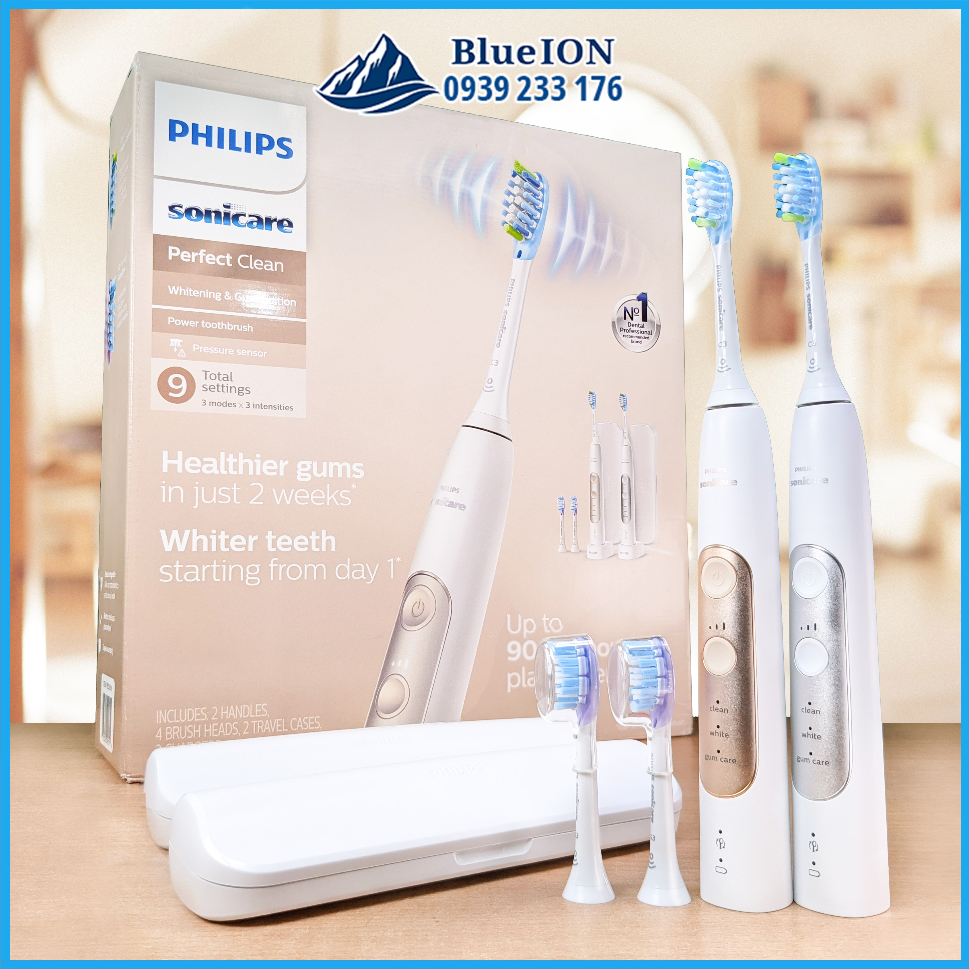 [HCM]Bộ đôi 2 bàn chải điện Philips Sonicare Perfect Clean (hàng Mỹ)