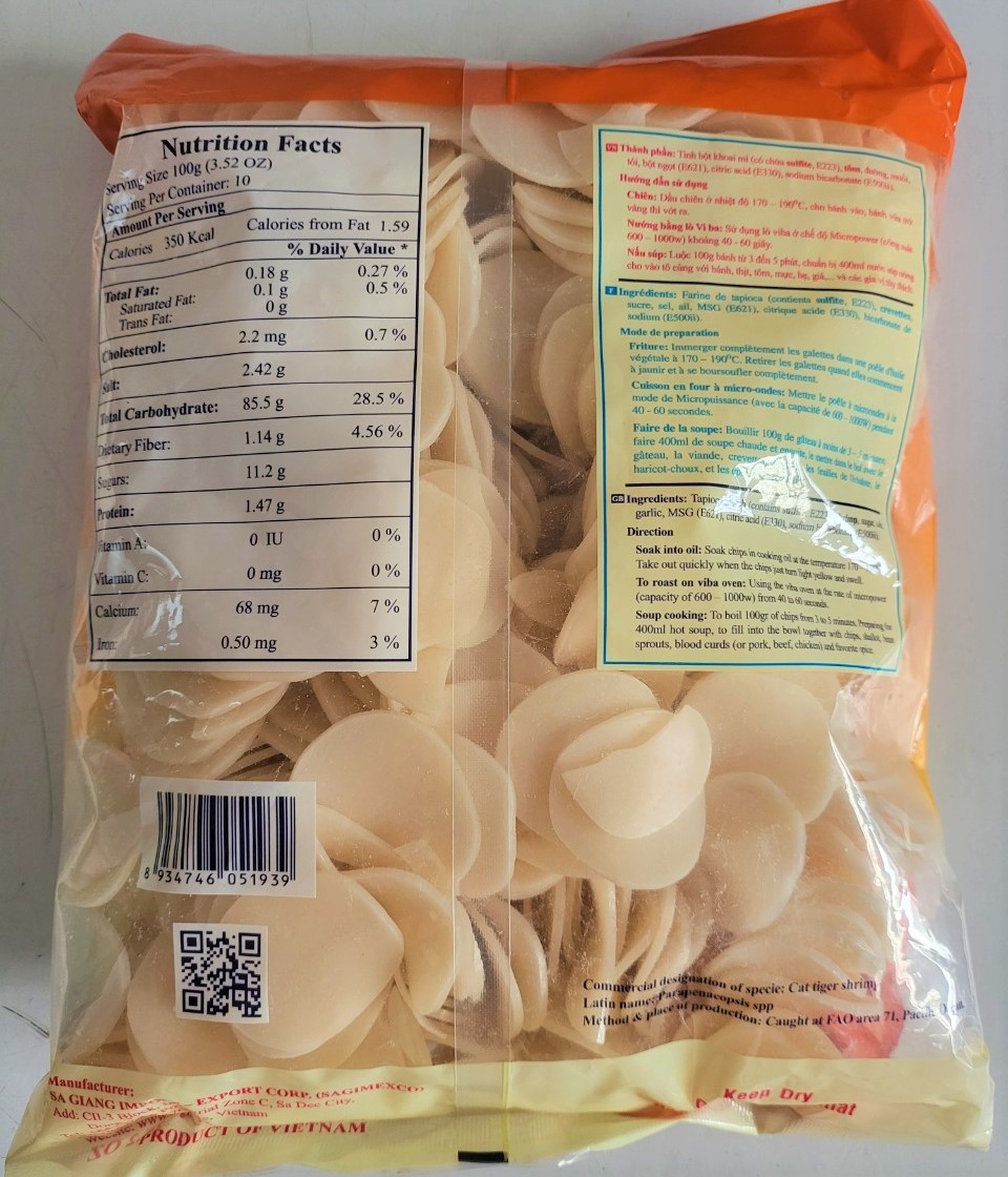 SA GIANG [GÓI LỚN 1Kg] BÁNH PHỒNG TÔM [VN] Shrimp Chips
