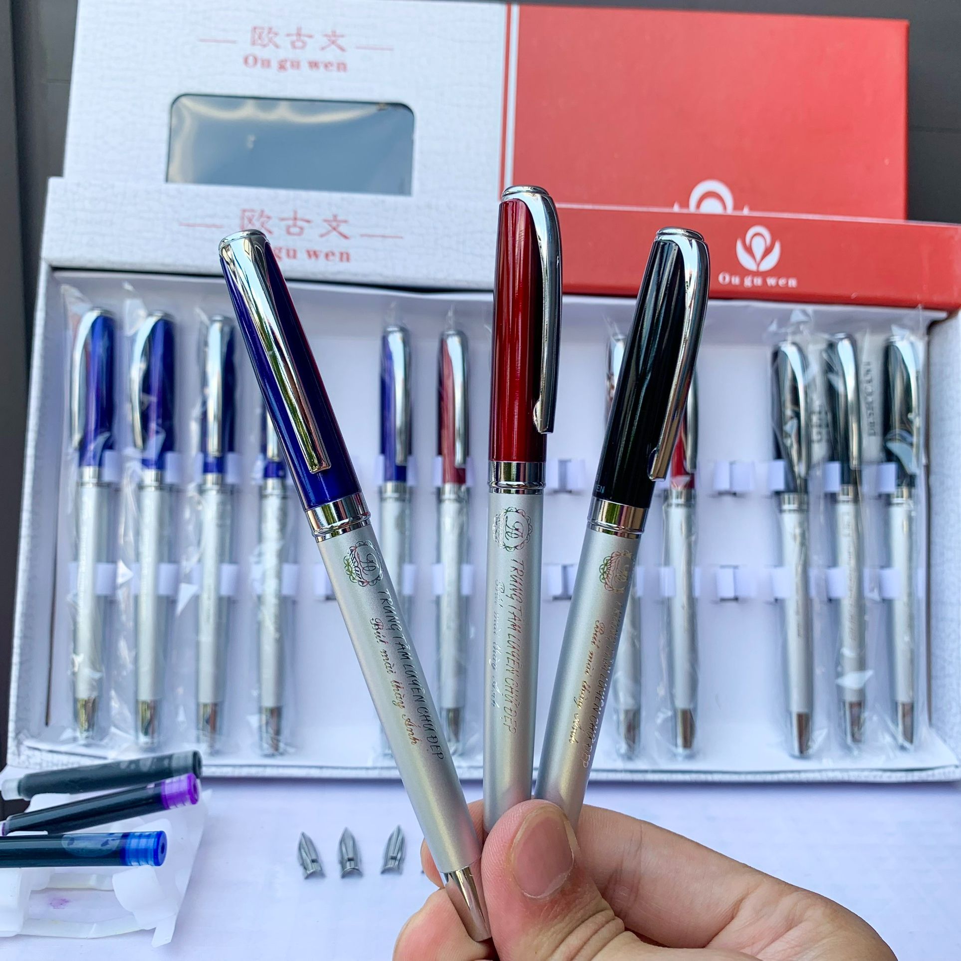 Bút Máy Luyện Viết Chữ Đẹp Thầy Ánh 08, Bút Mực Nét Thanh Nét Đậm Có Piston Bơm Mực