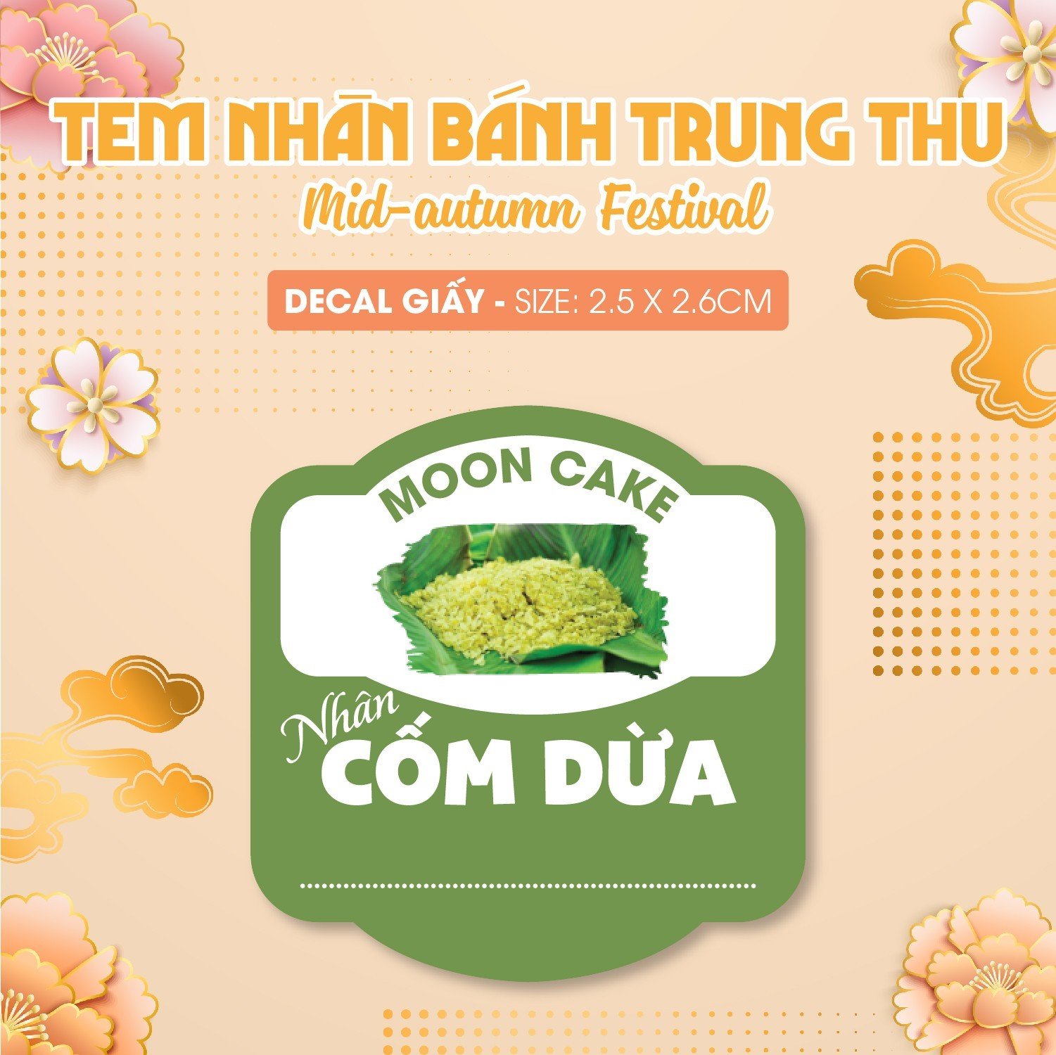 Tem Dán mẫu Hình - Nhãn Dán Nhân Bánh trung thu - Mới