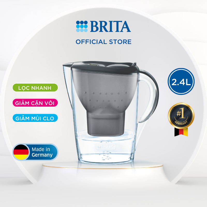 Bình lọc nước BRITA Marella Basic Graphite 2.4L (có sẵn 1 lõi lọc Maxtra)