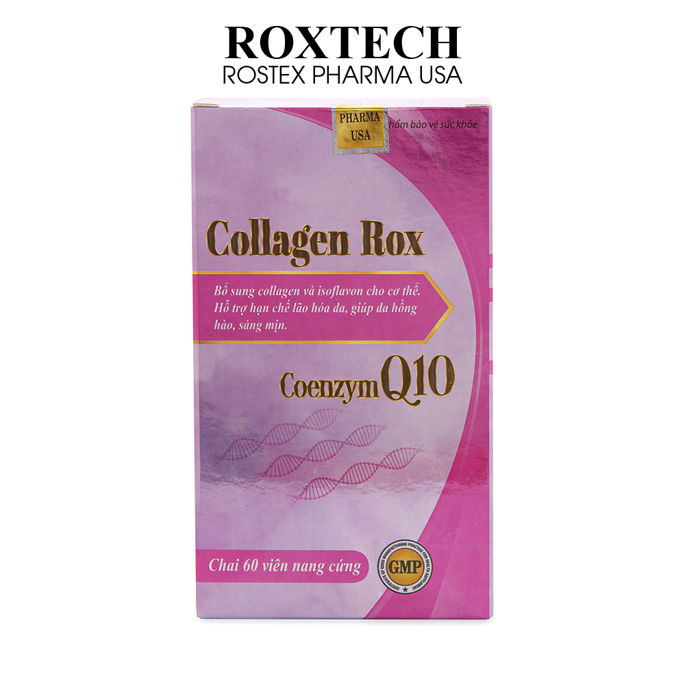 Viên uống đẹp da Collagen Rox Coenzym Q10, Viamin E C, glutathion, isoflavon tăng nội tiết tố nữ - 60 viên