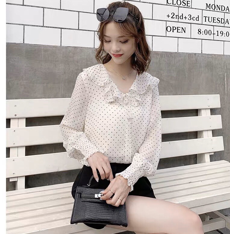 ÁO SƠ MI CHẤM BI CỔ TIM BEYEU1688 - BY6367