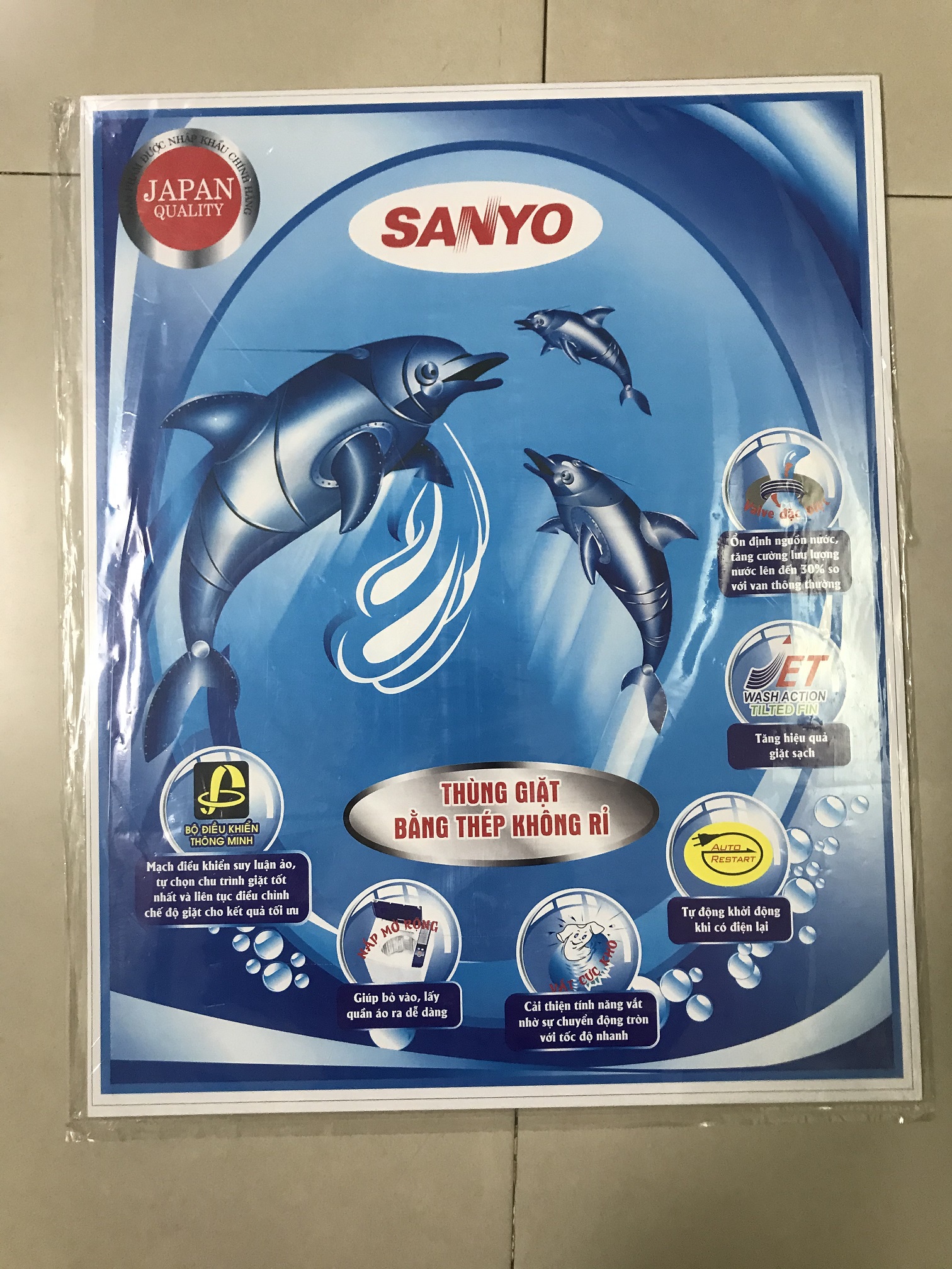 [HCM]Tem dán máy giặt Sanyo Aqua / Miếng dán máy giặt Sanyo (mẫu 5)