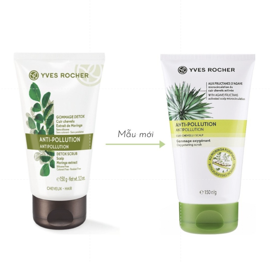 Tẩy tế bào chết da đầu yves rocher detox 150ml