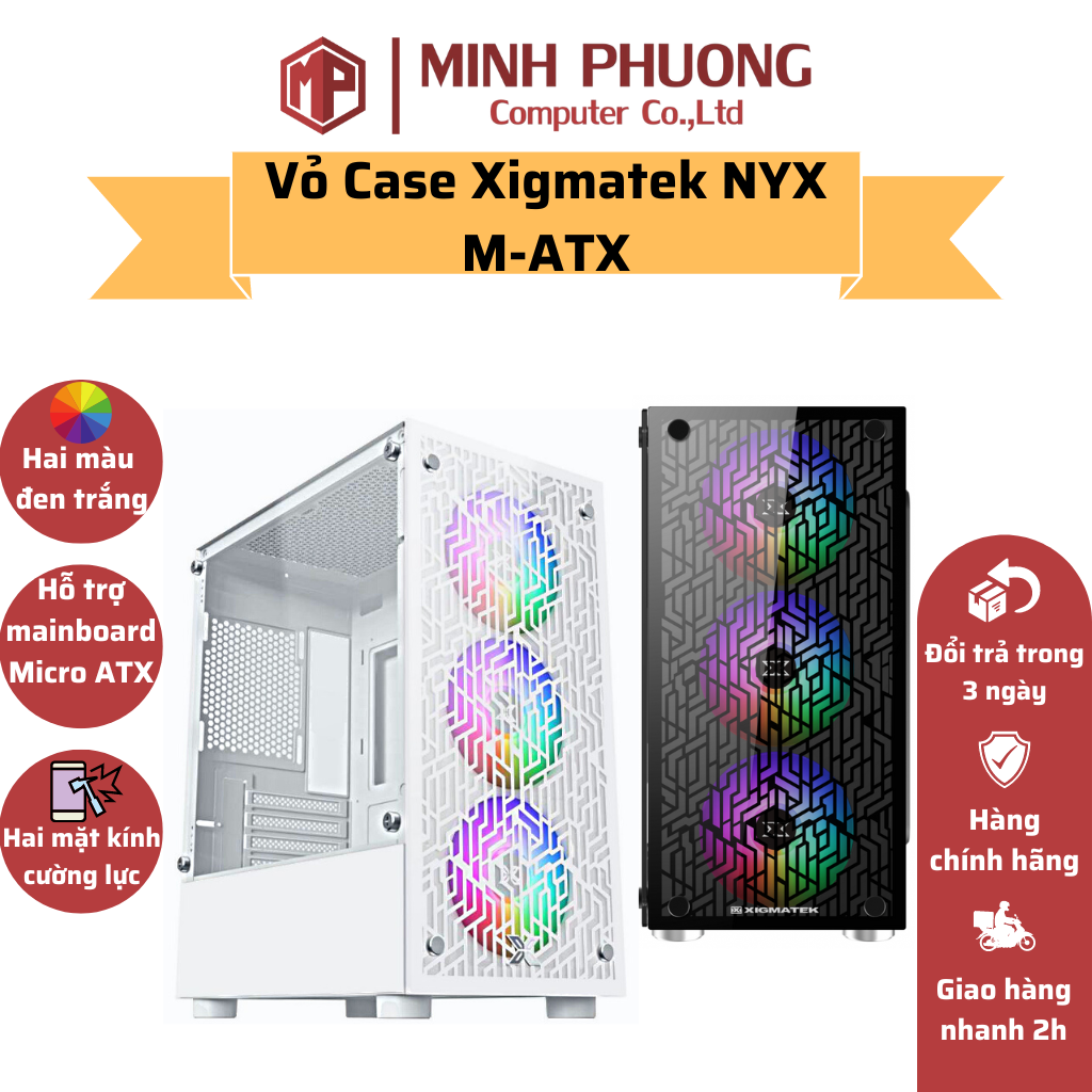 VỎ CASE XIGMATEK NYX 2 MẶT KÍNH CƯỜNG LỰC