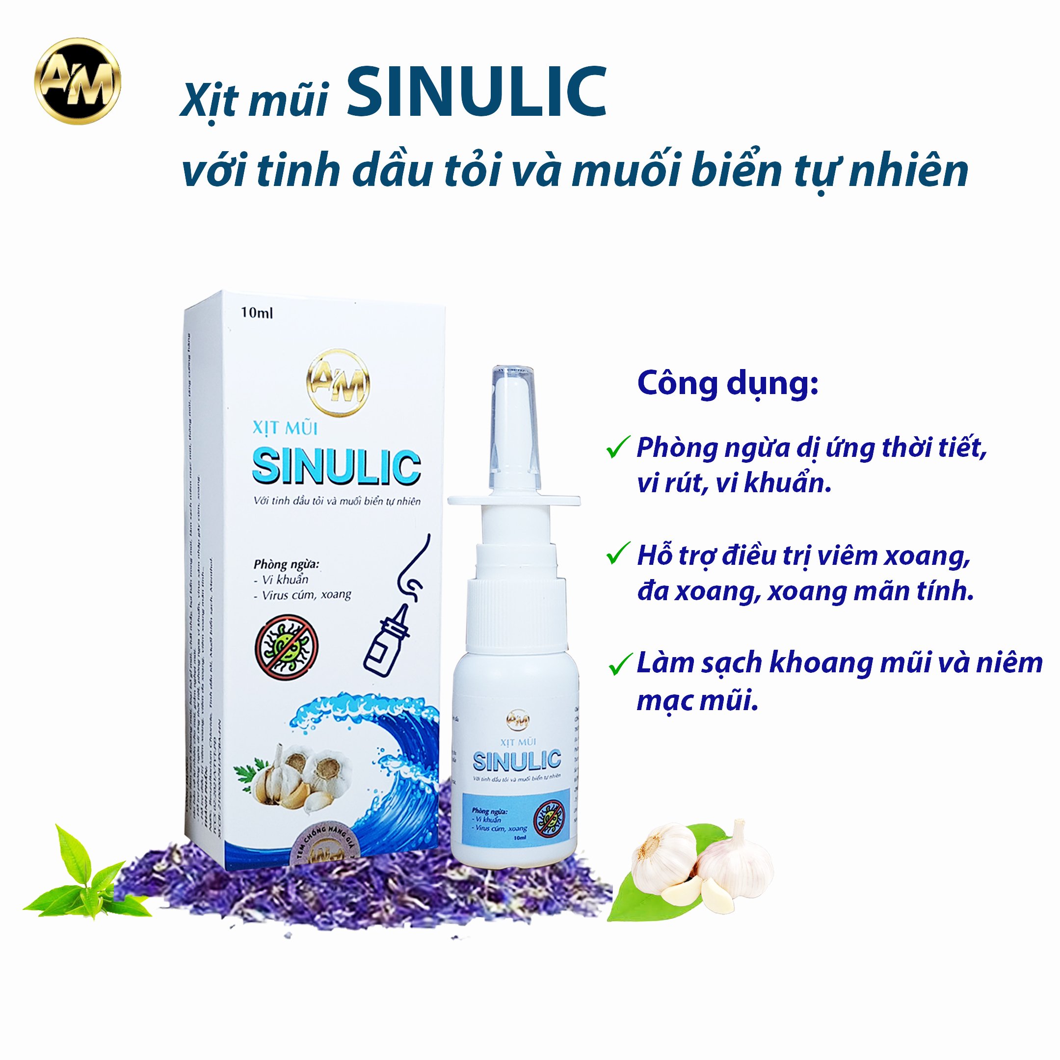 Xịt mũi tỏi & muối biển Sinulic