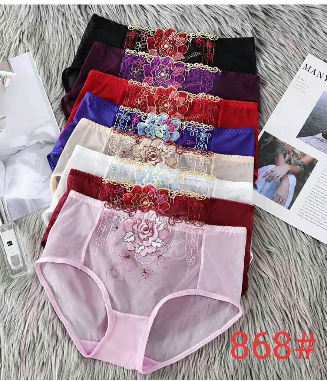 Combo 5 quần lót satin thêu hoa-NLS89