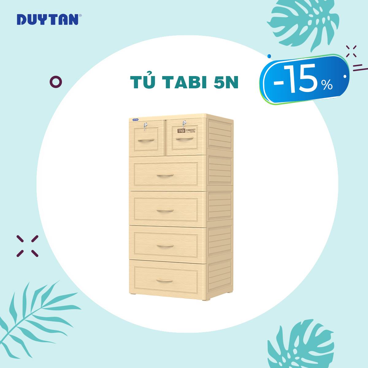[HCM]Tủ nhựa Duy Tân 5 tầng Tabi Vân Gỗ