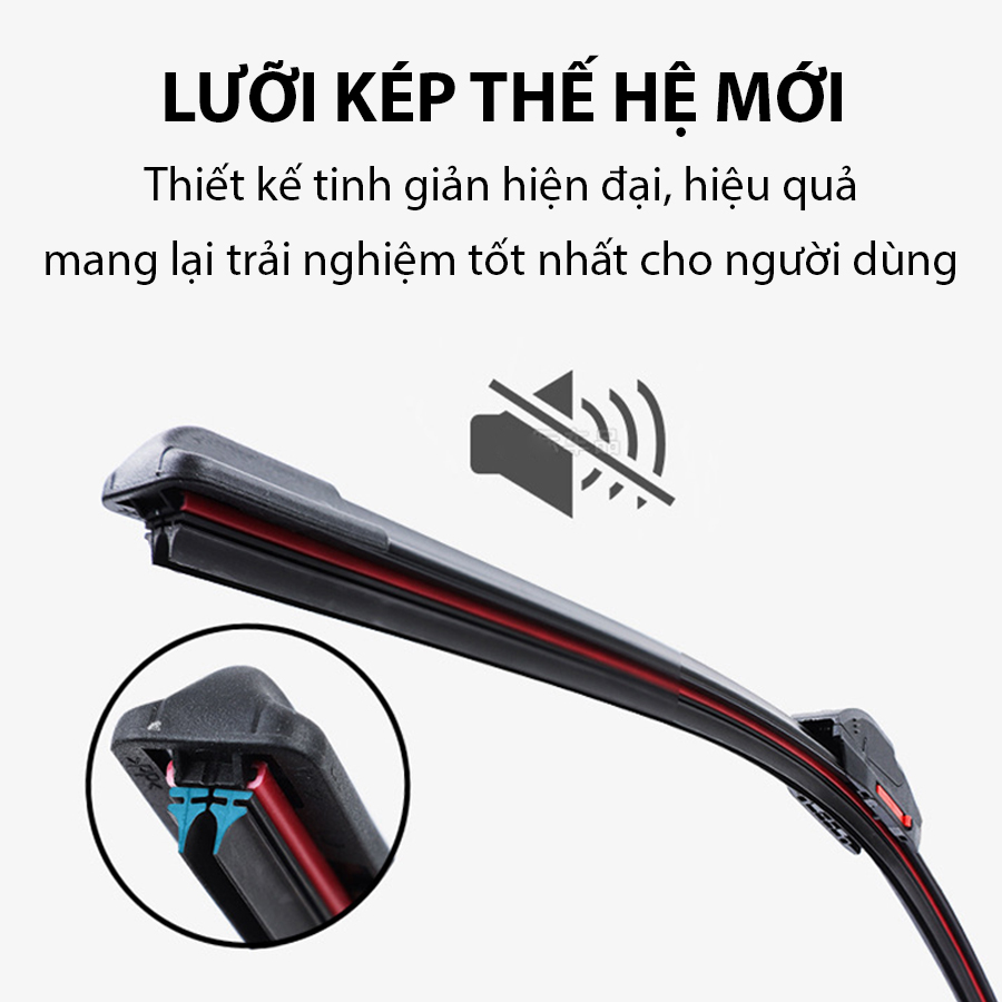 [FREESHIP] Gạt mưa lưỡi kép đa năng, thanh cần gạt nước mưa 2 lưỡi khung mềm xe Mitsubishi Xpander, Triton, Pajero, Attrage, Outlander gạt kính xe oto xe hơi